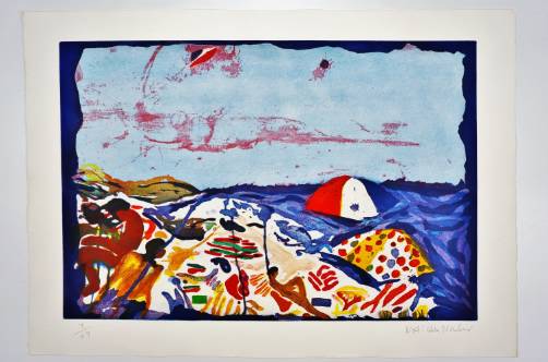 Malcolm Morley print Beach Scene from the Odysseys of Enoch Suite, 1986, American